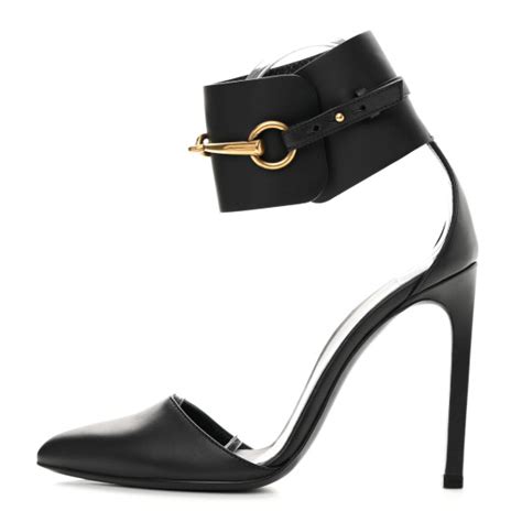 GUCCI Calfskin Ursula Ankle Wrap Pumps 35 Black.